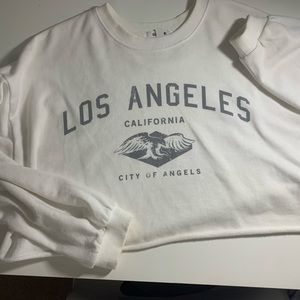 White garage cropped long sleeve